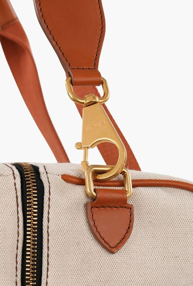 Ecru canvas B-Army 44 bag with brown leather panels 7