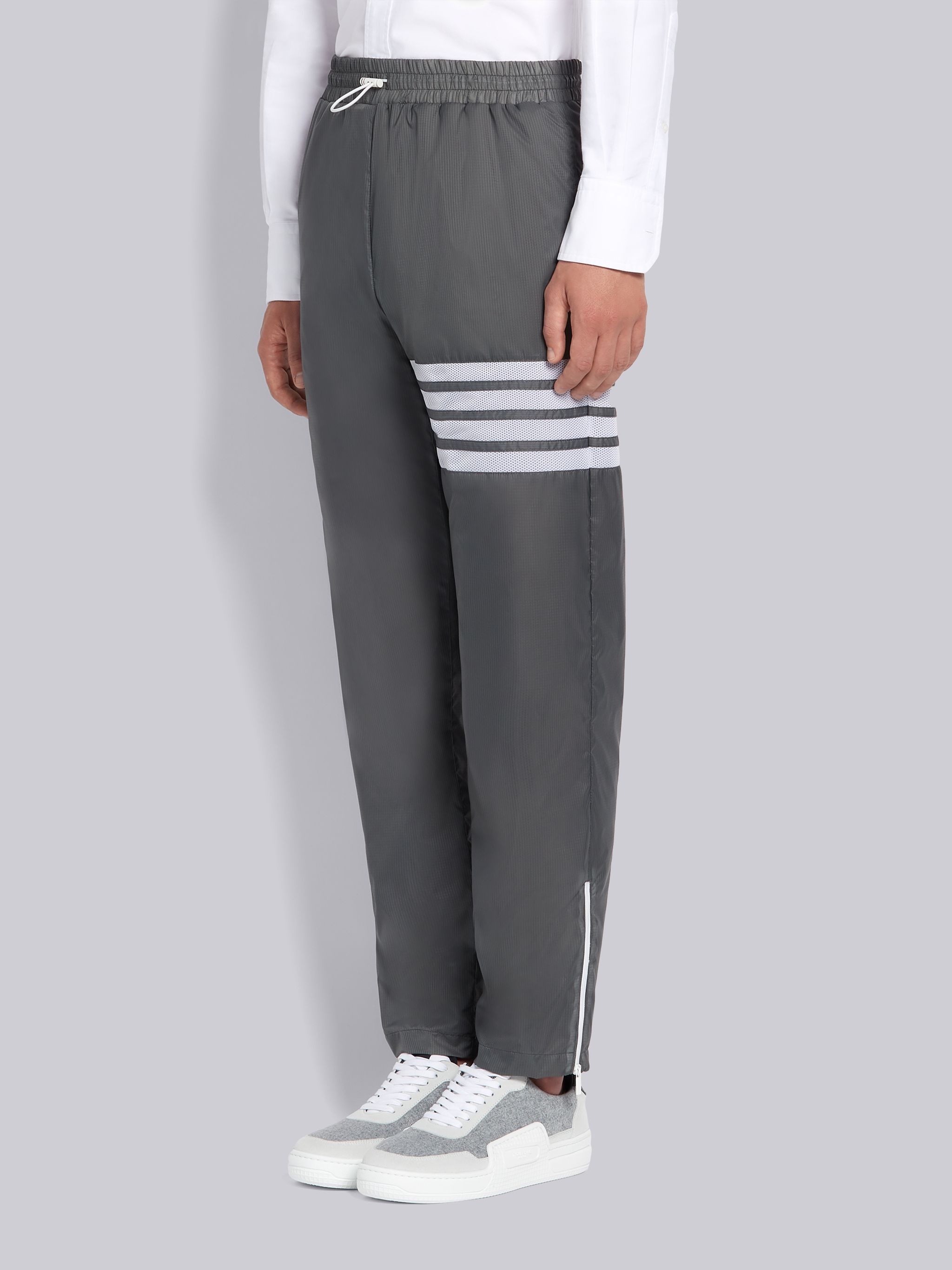 Silver Sheer Ripstop Straight Leg 4-Bar Track Pants - 2