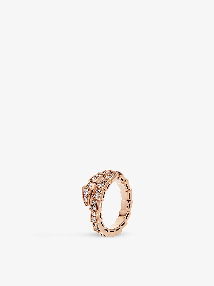 Serpenti Viper 18ct rose-gold and 0.73ct brilliant-cut diamond ring - 1