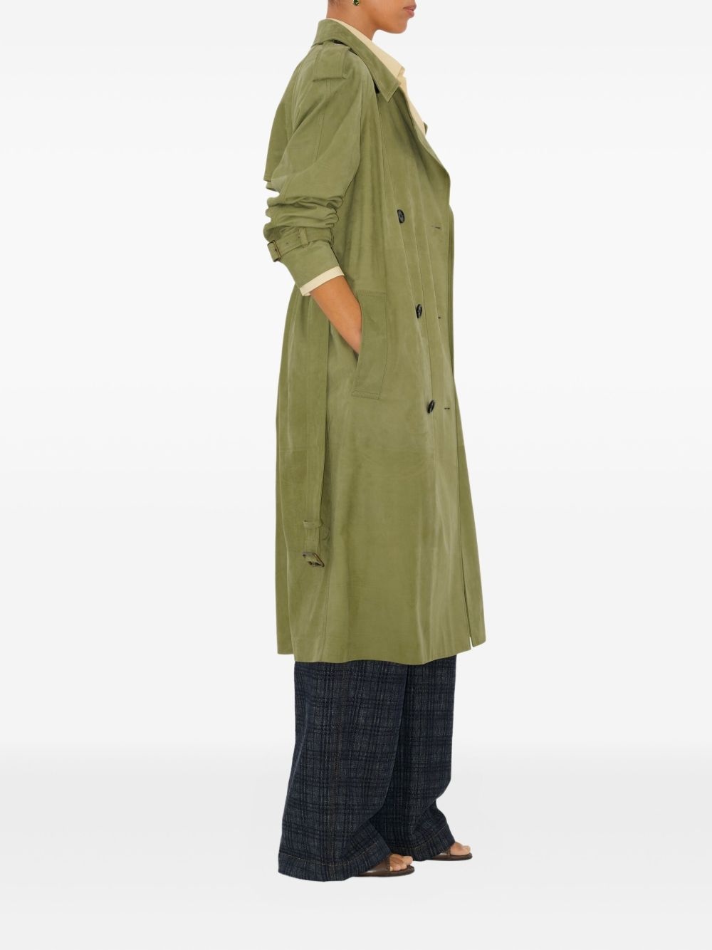double-breasted belted trench coat - 3