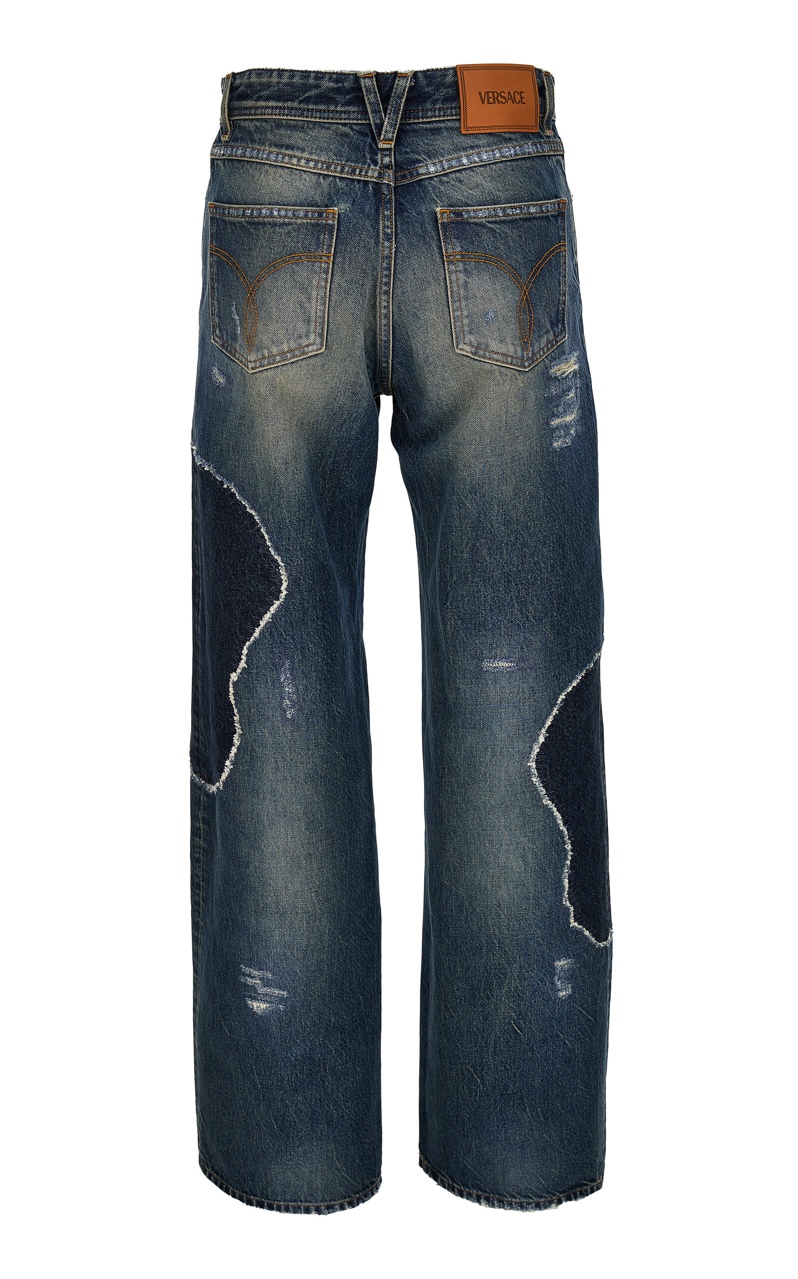 Distressed Denim Wide-Leg Jeans medium wash - 2