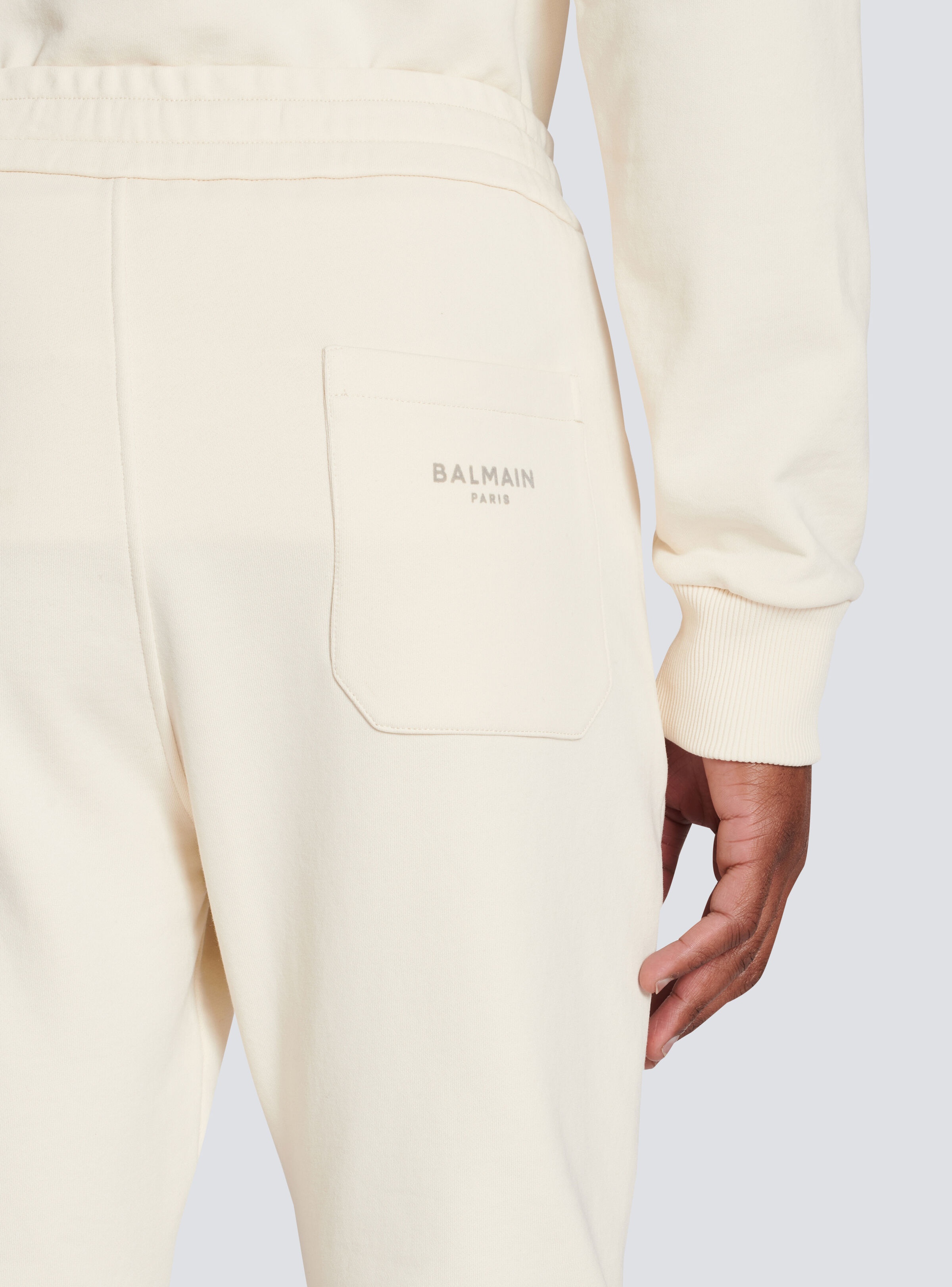 Balmain logo printed cotton jogging bottoms - 7