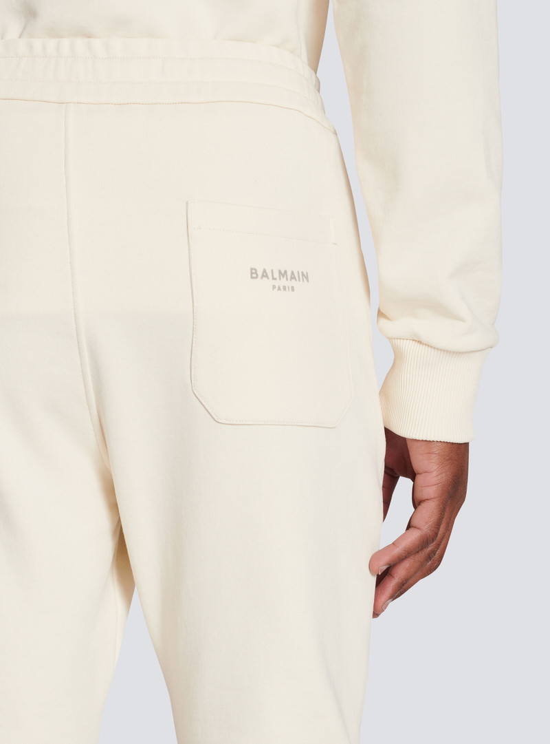 Balmain logo printed cotton jogging bottoms 7