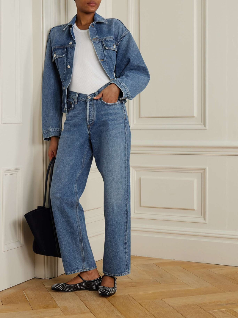 AGOLDE Zyla Cinch buckled gathered denim jacket Mid denim outlook