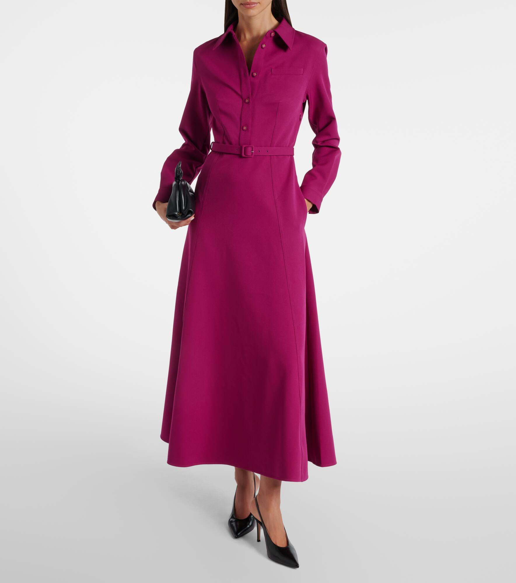 Belted crêpe shirt dress - 2