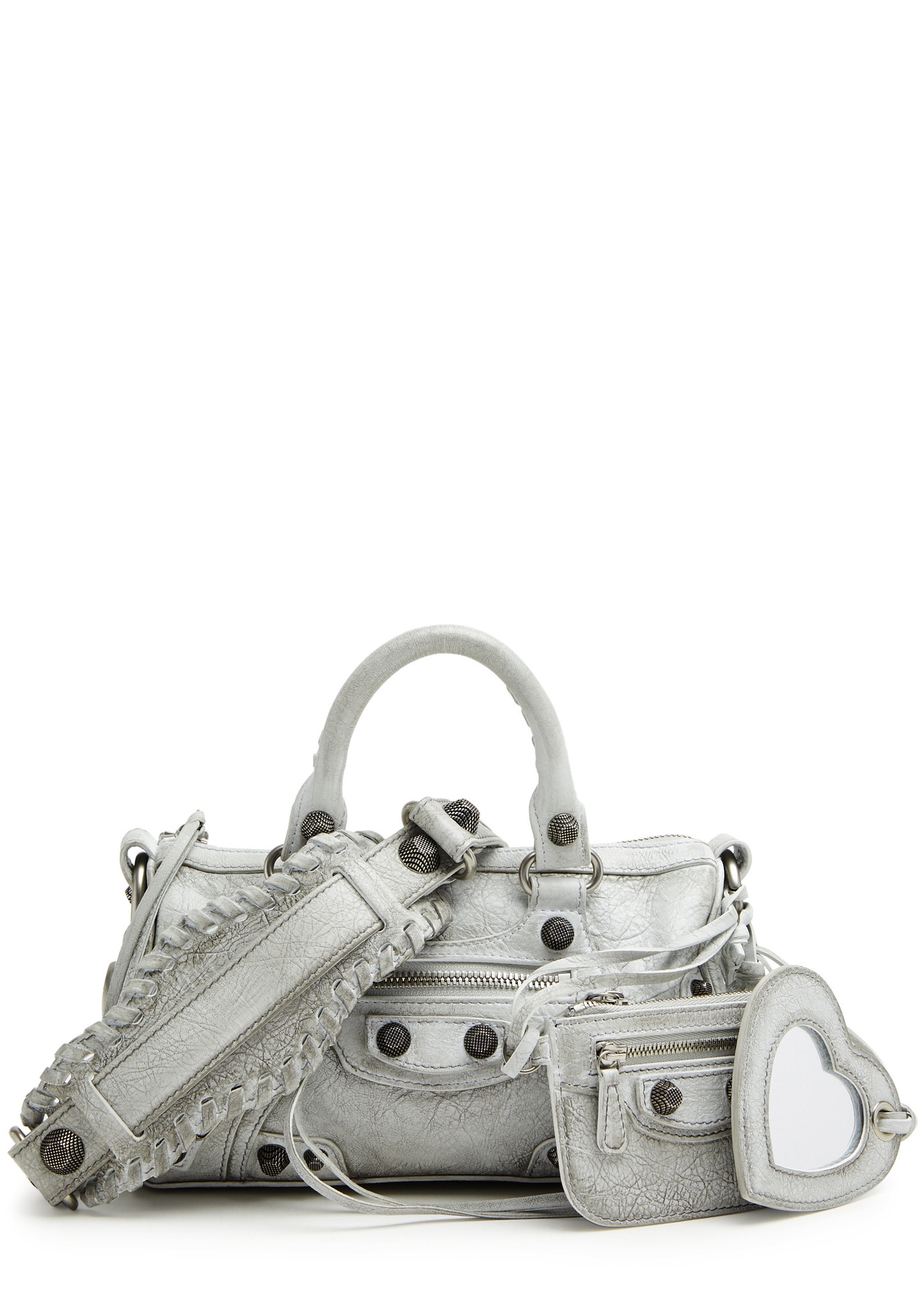 Women's Hourglass Xs Handbag Crocodile Embossed in Silver