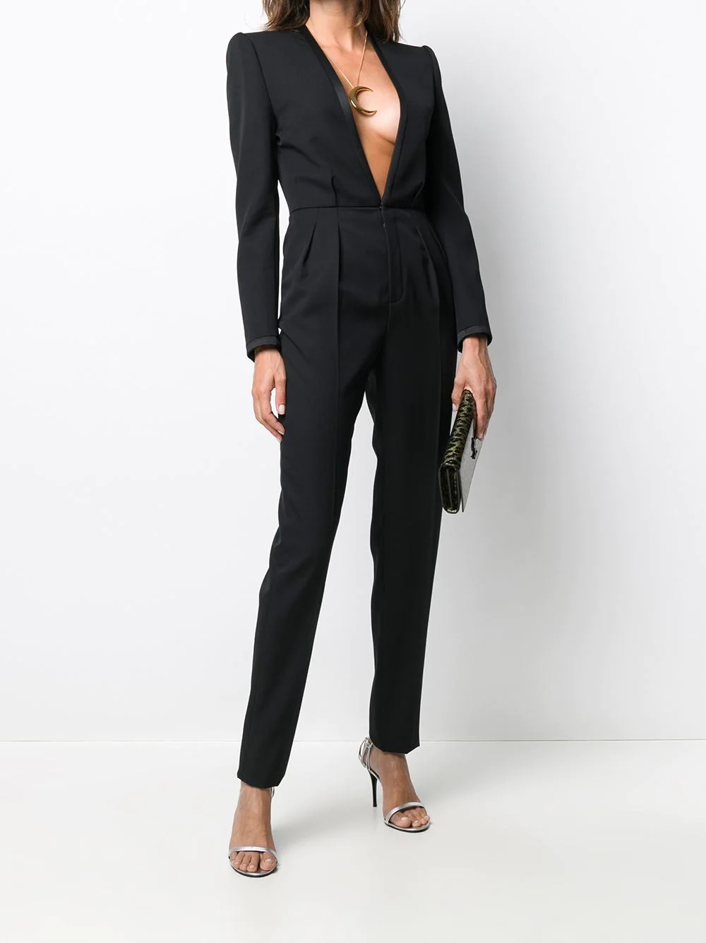 deep V-neck tailored jumpsuit - 2