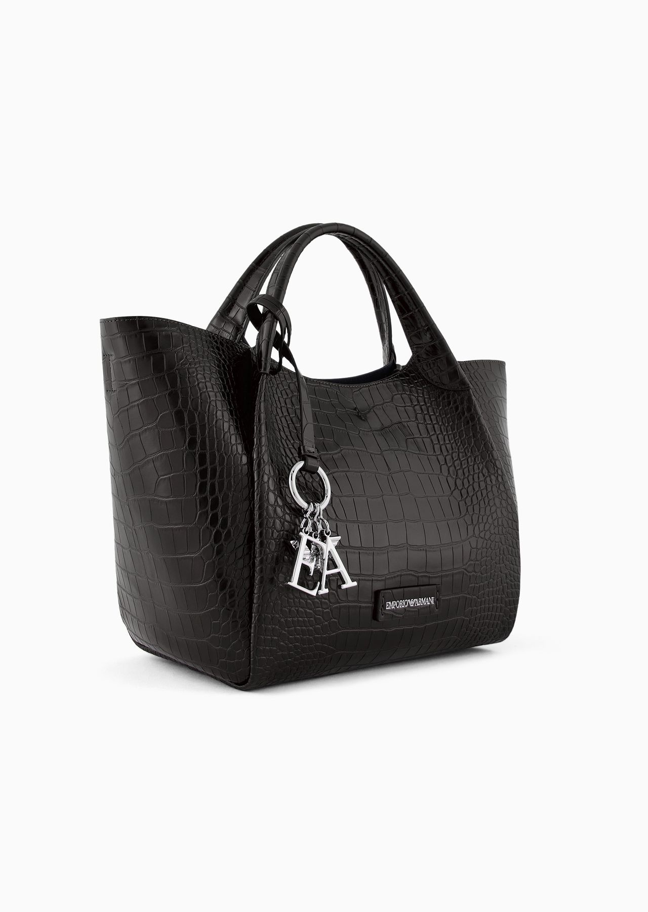 Shopper bag with mock-croc finish and logo charm - 2