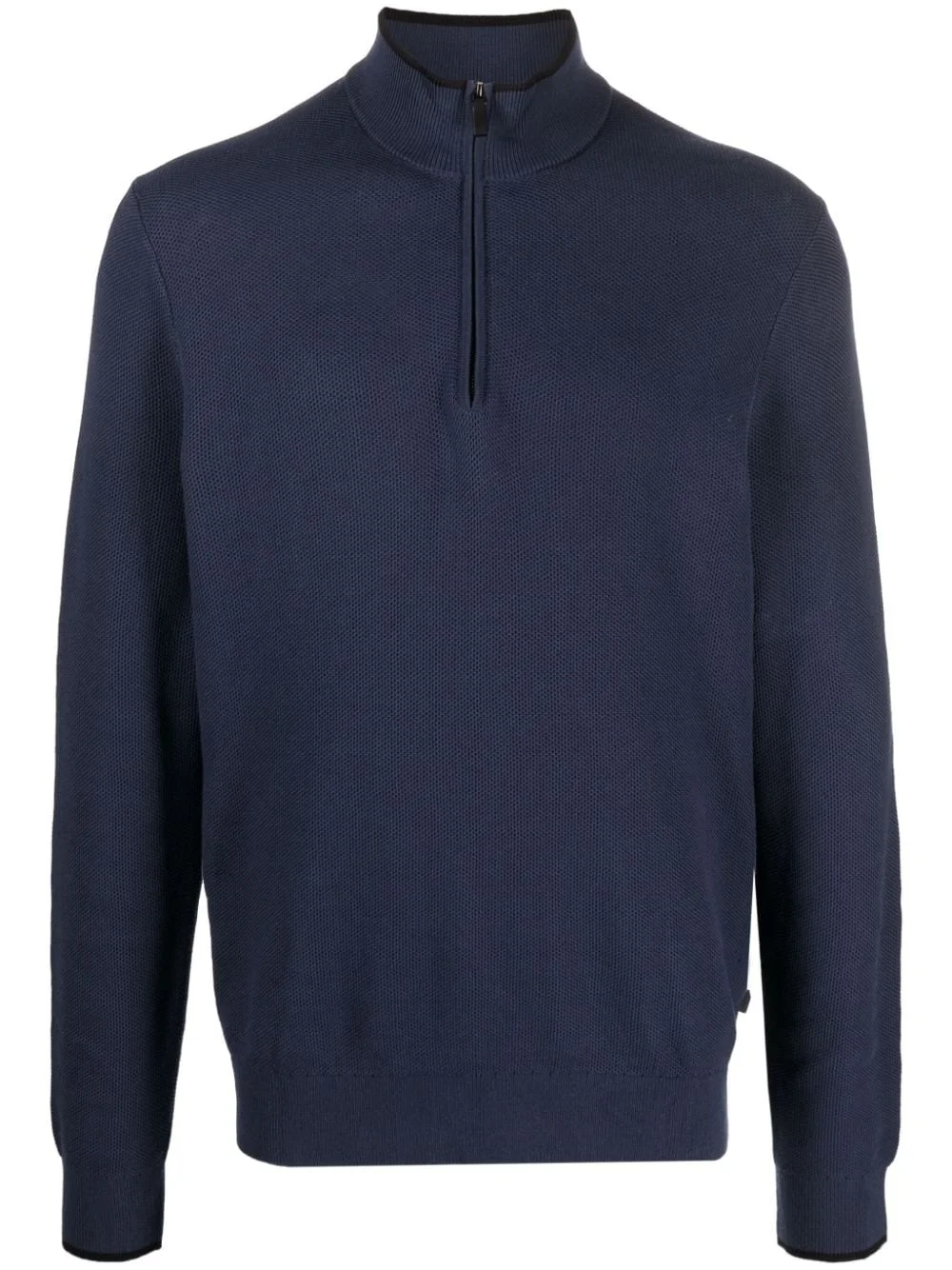 half-zip textured cotton jumper - 1
