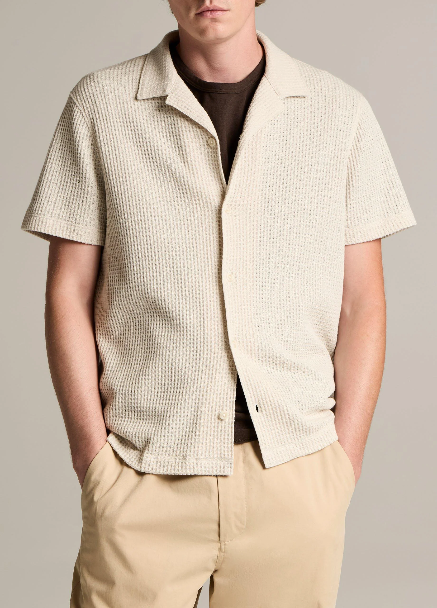 Macro-Waffle Cotton-Blend Cabana Shirt - 1