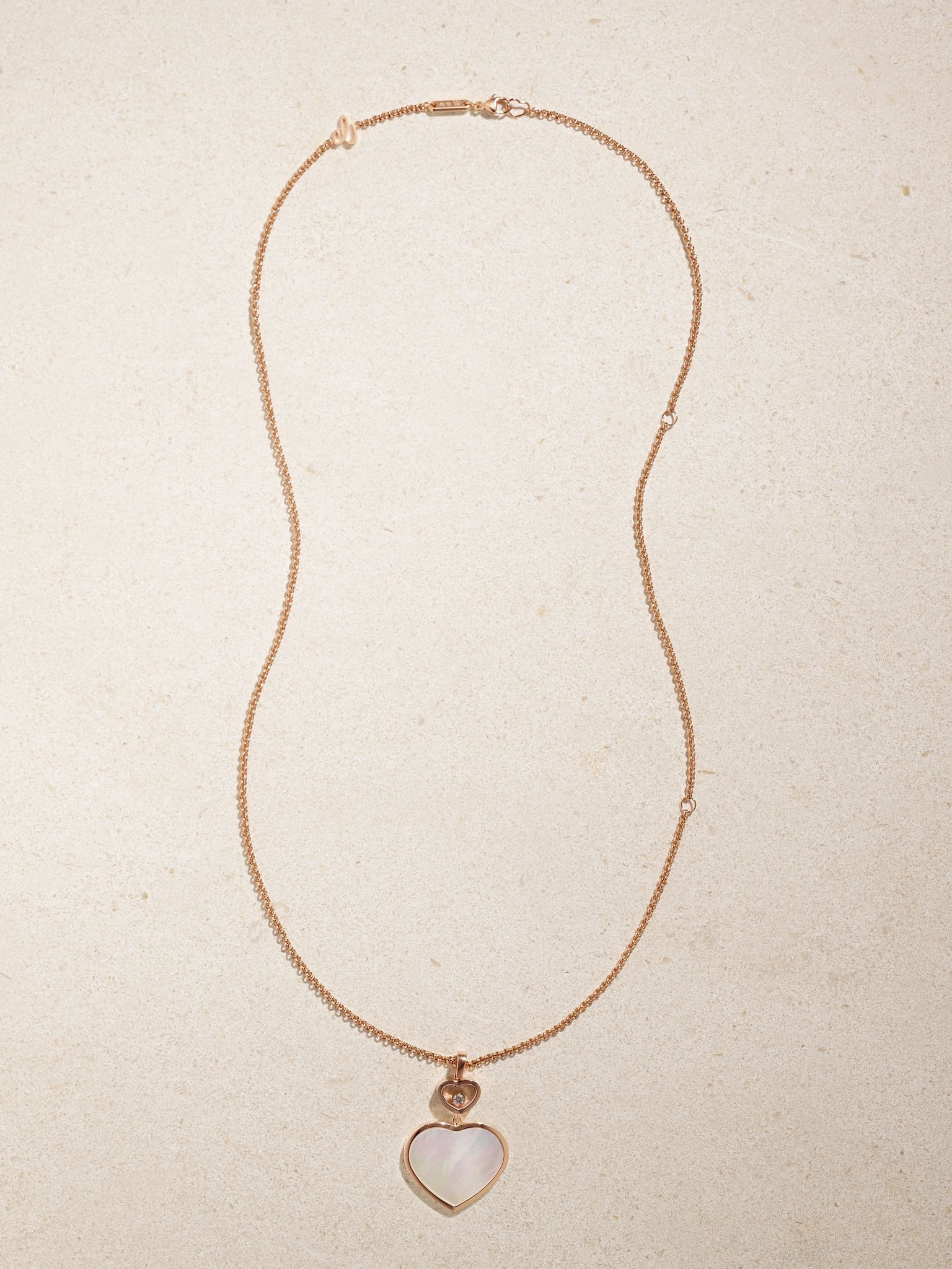 Happy Hearts 18-karat rose gold, mother-of-pearl and diamond necklace Gold - 4