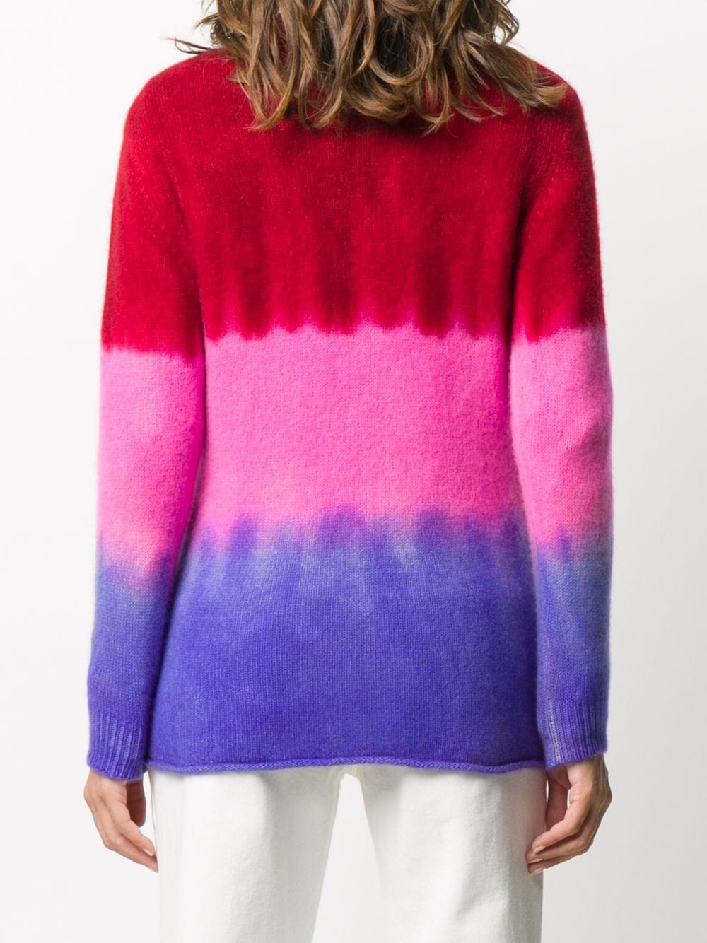 cashmere tie-dye colour block jumper - 4