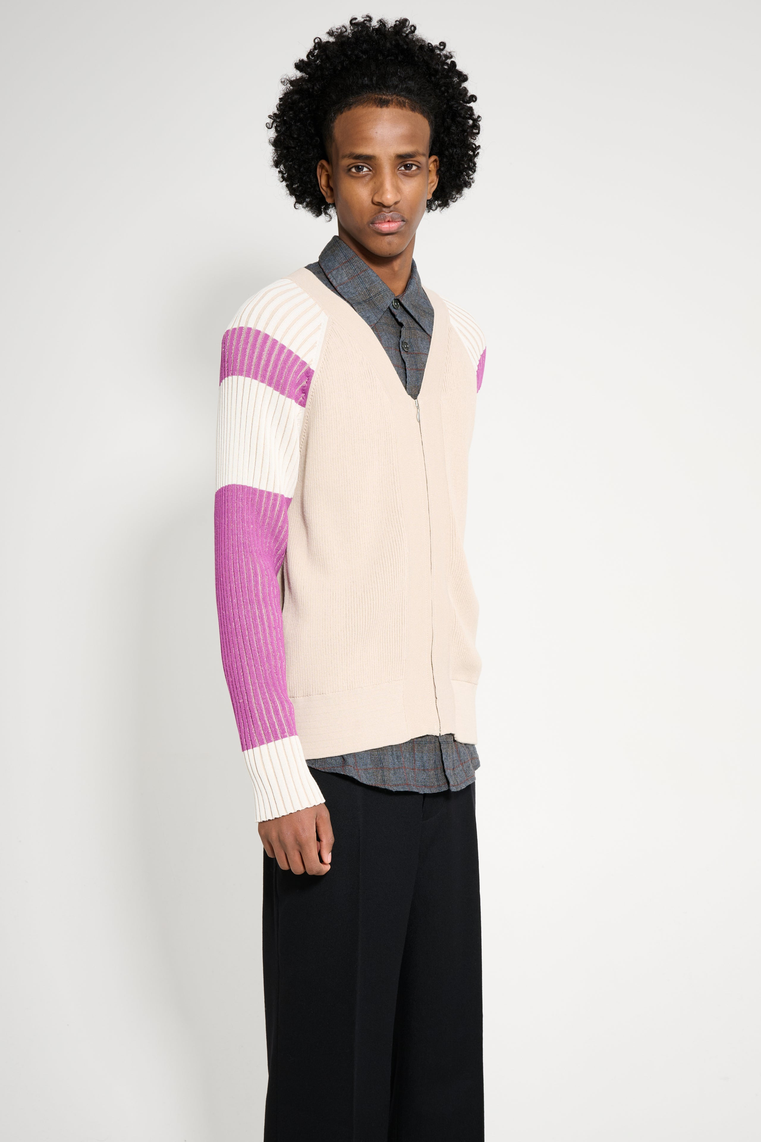 KIKO KOSTADINOV INEX CARDIGAN ALMOND / PURPLE / IVORY - 3