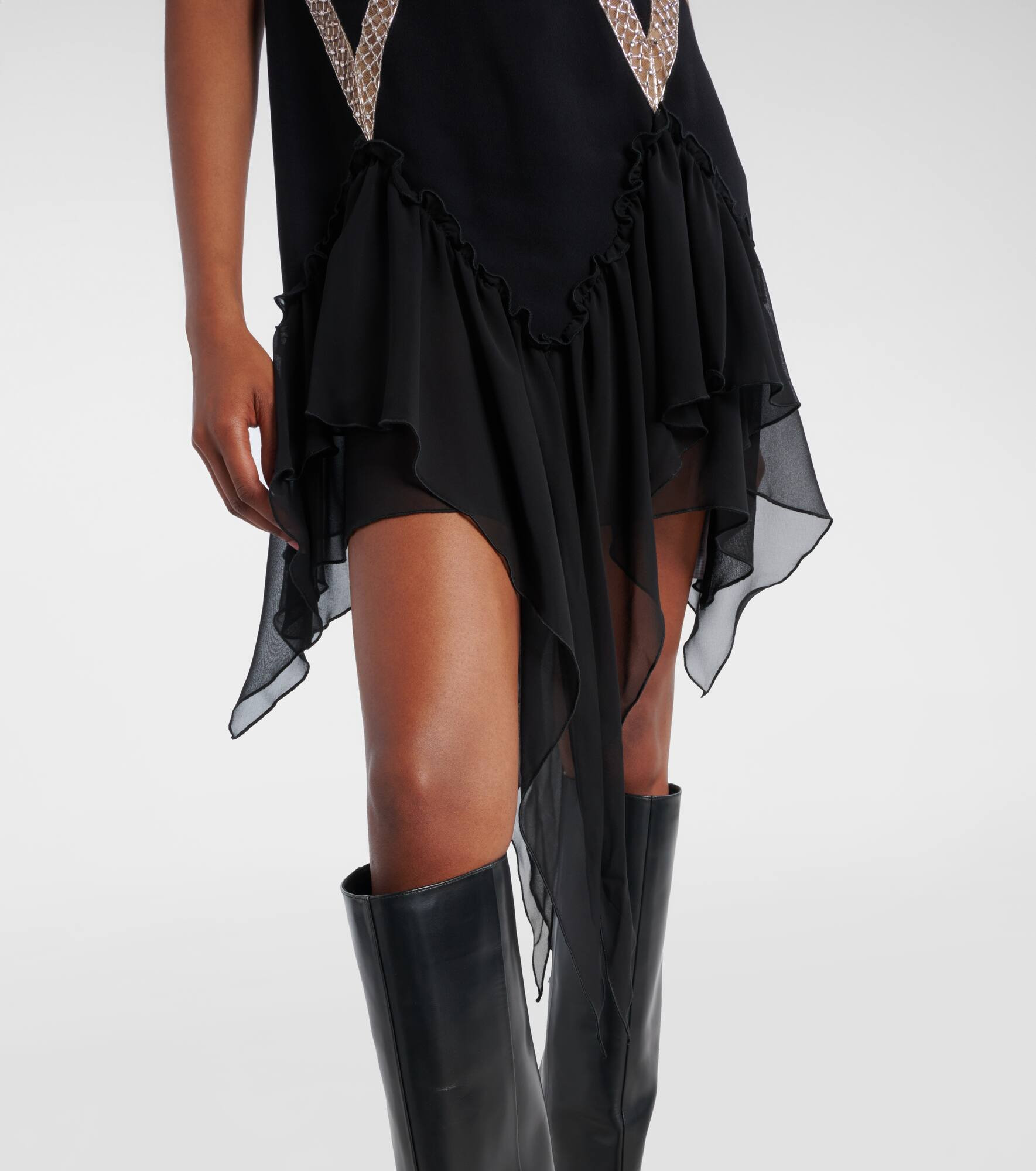 Embroidered georgette minidress - 5