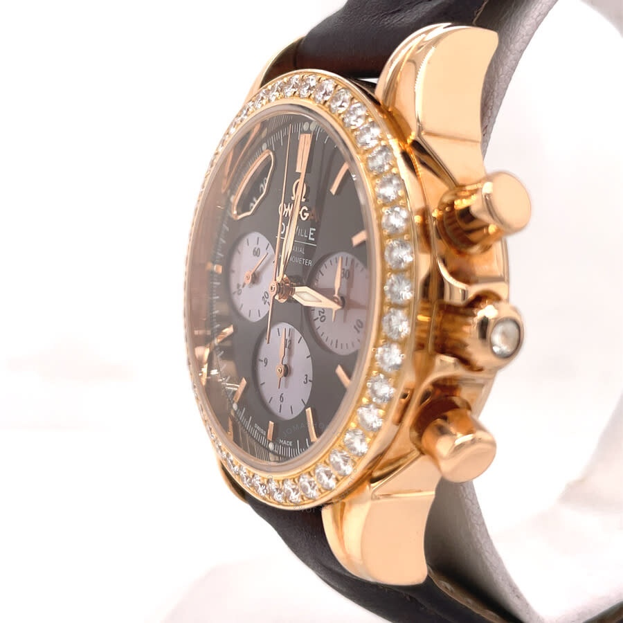 Pre-owned Omega De Ville Co-Axial Chronograph Automatic Diamond Brown Dial Ladies Watch 4677.60.37 - 4