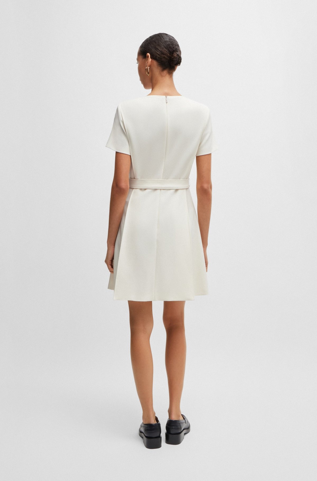 REGULAR-FIT DRESS IN STRETCH FABRIC WITH HARDWARE BUTTONS - 4