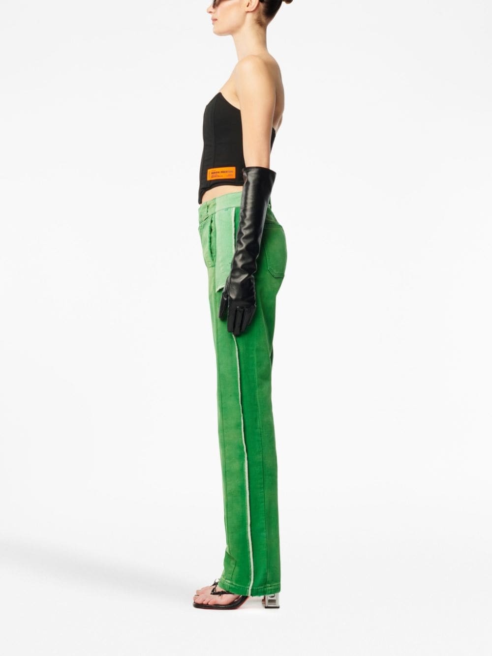 mid-rise distressed-finish trousers - 3