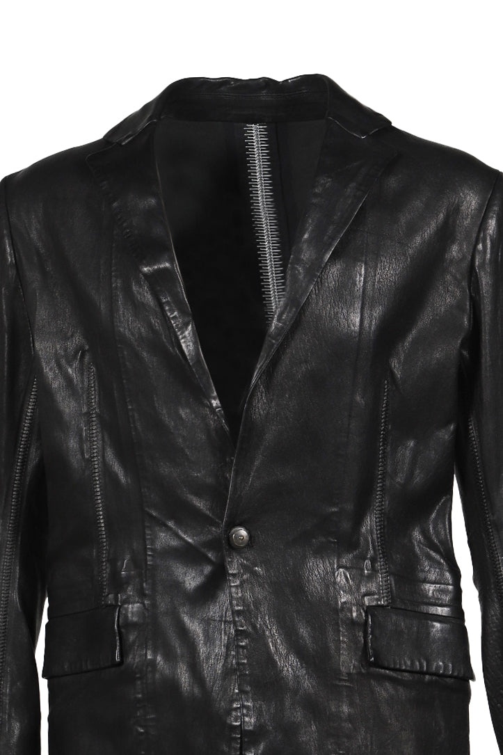 PIONNIER STRETCH LEATHER CLASSIC BLAZER / NOIR - 4