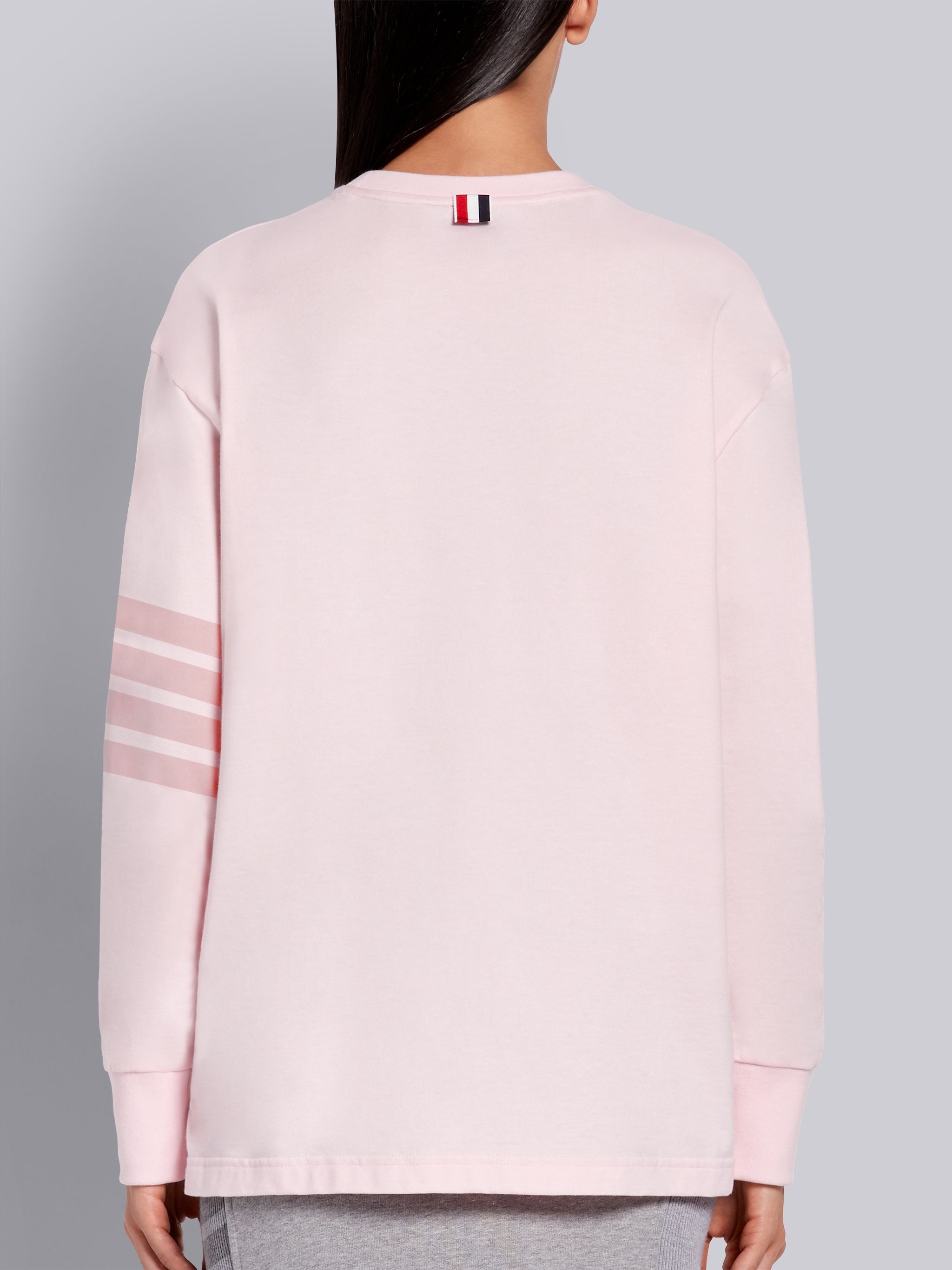 Light Pink Cotton Jersey Long Sleeve Tonal 4-Bar Rugby T-shirt - 3