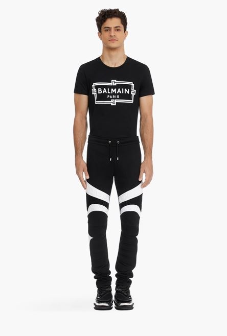 Bicolor cotton sweatpants with embossed Balmain logo - 4