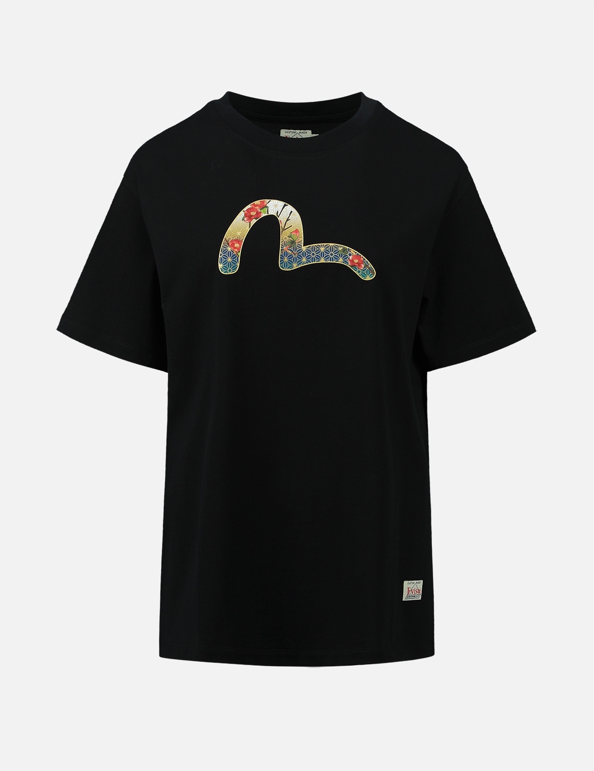 PEACOCK AND TSUBAKI PRINT BOYFRIEND T-SHIRT - 1