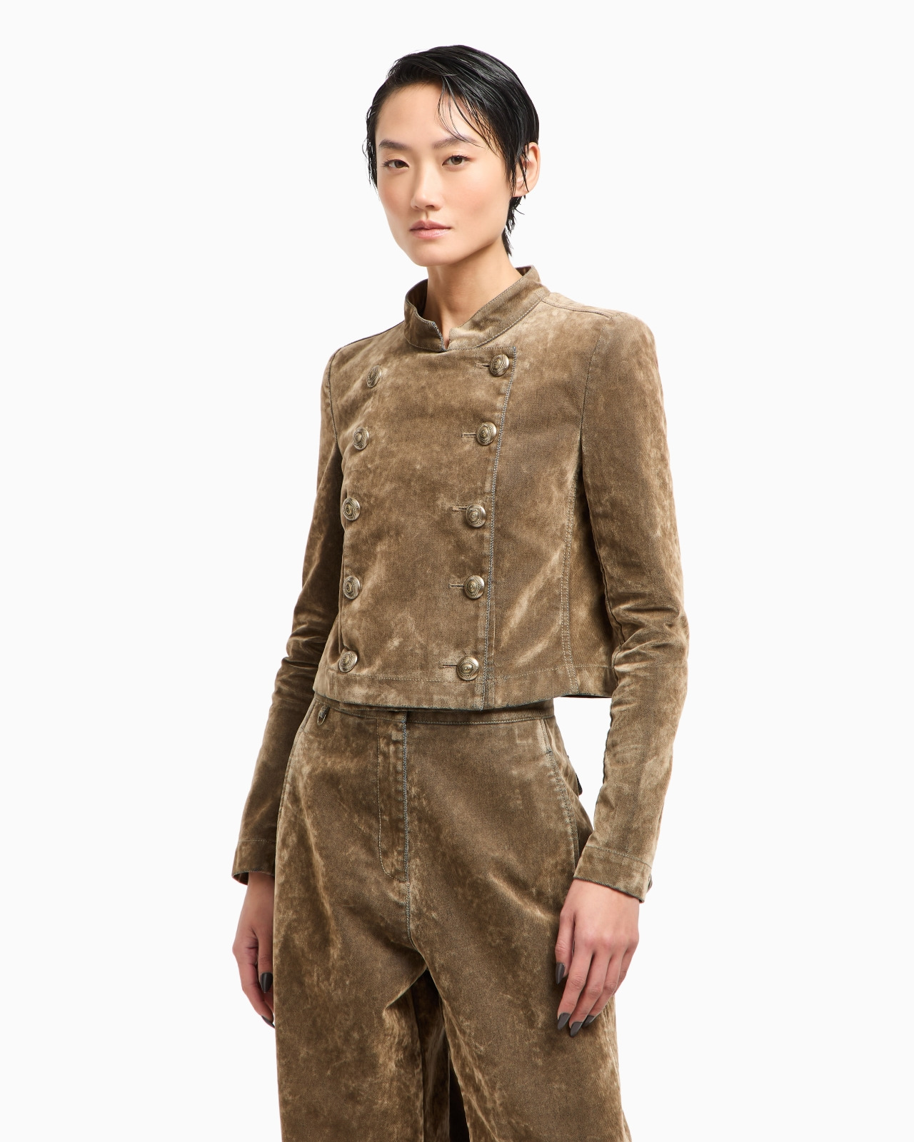 VELVET DOUBLE-BREASTED SHORT JACKET - 4