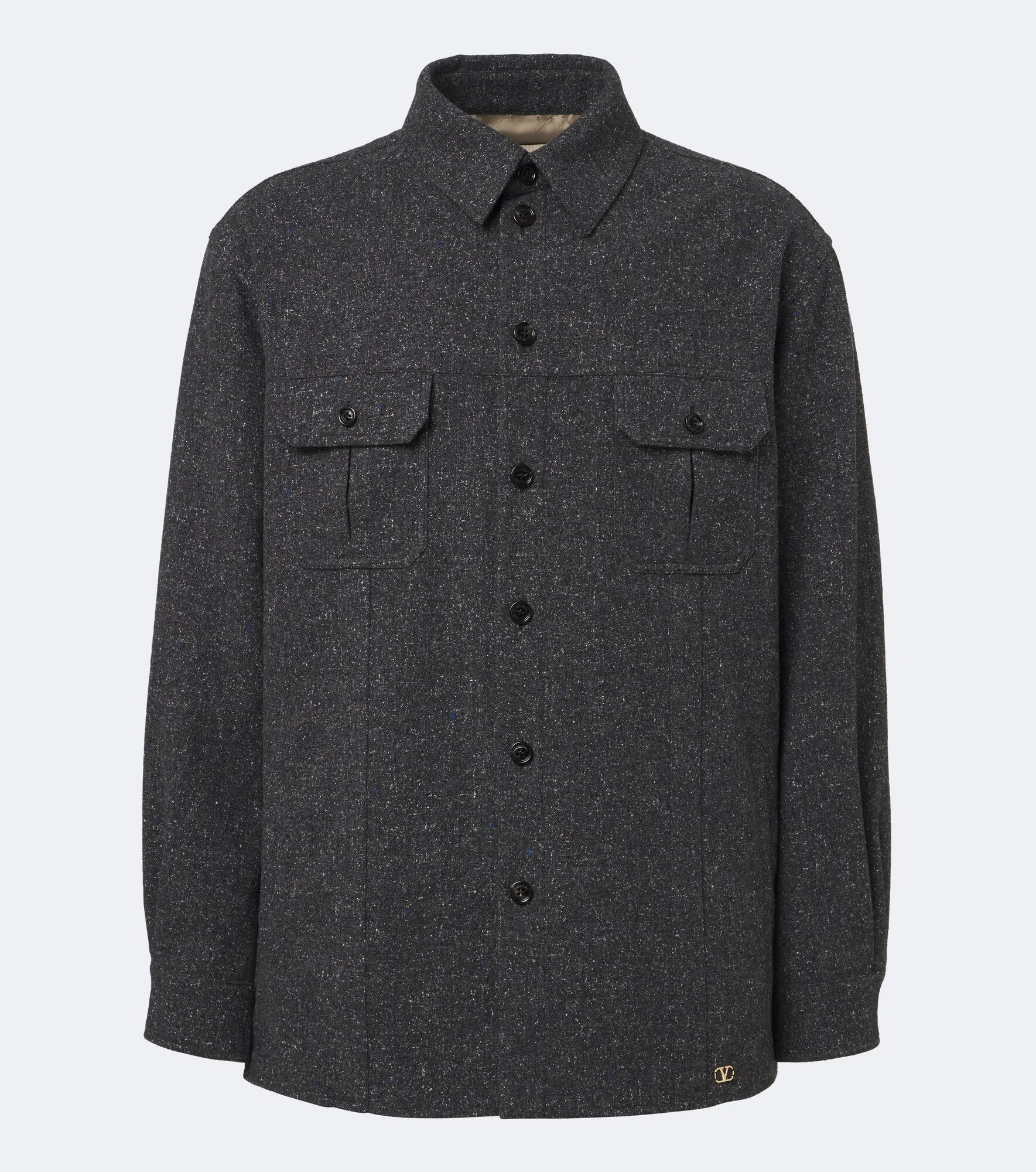 VLogo wool and silk-blend overshirt - 1