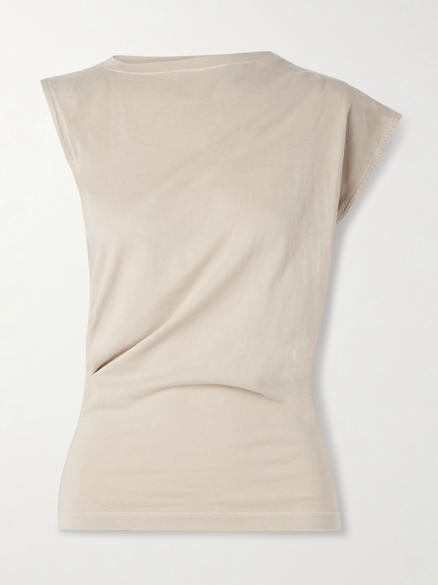 Beth draped organic cotton-jersey T-shirt Light gray - 1