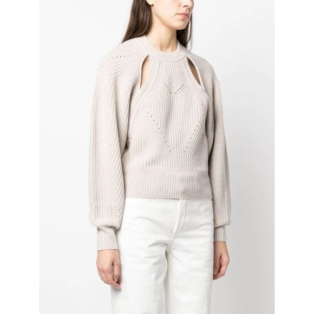 Beige palm sweater with cut-out - 3