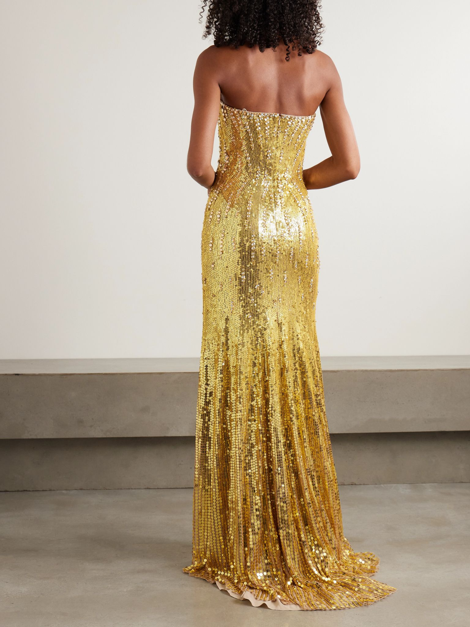 Sarai strapless sequined tulle gown Gold - 3
