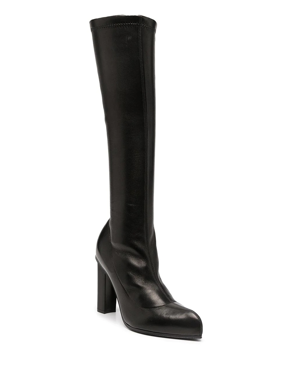 knee-length calf leather boots - 2