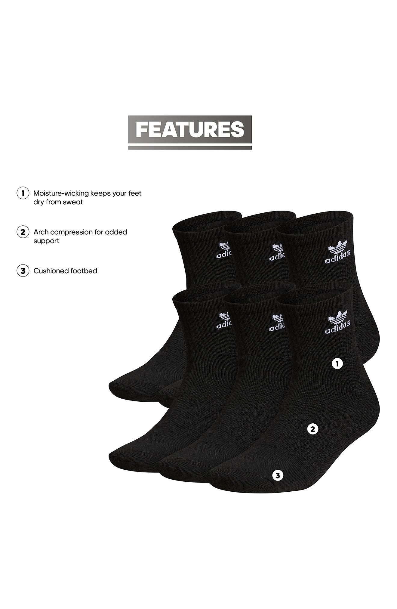 adidas Originals Trefoil 6-Pack Ankle Socks in Black at Nordstrom - 9