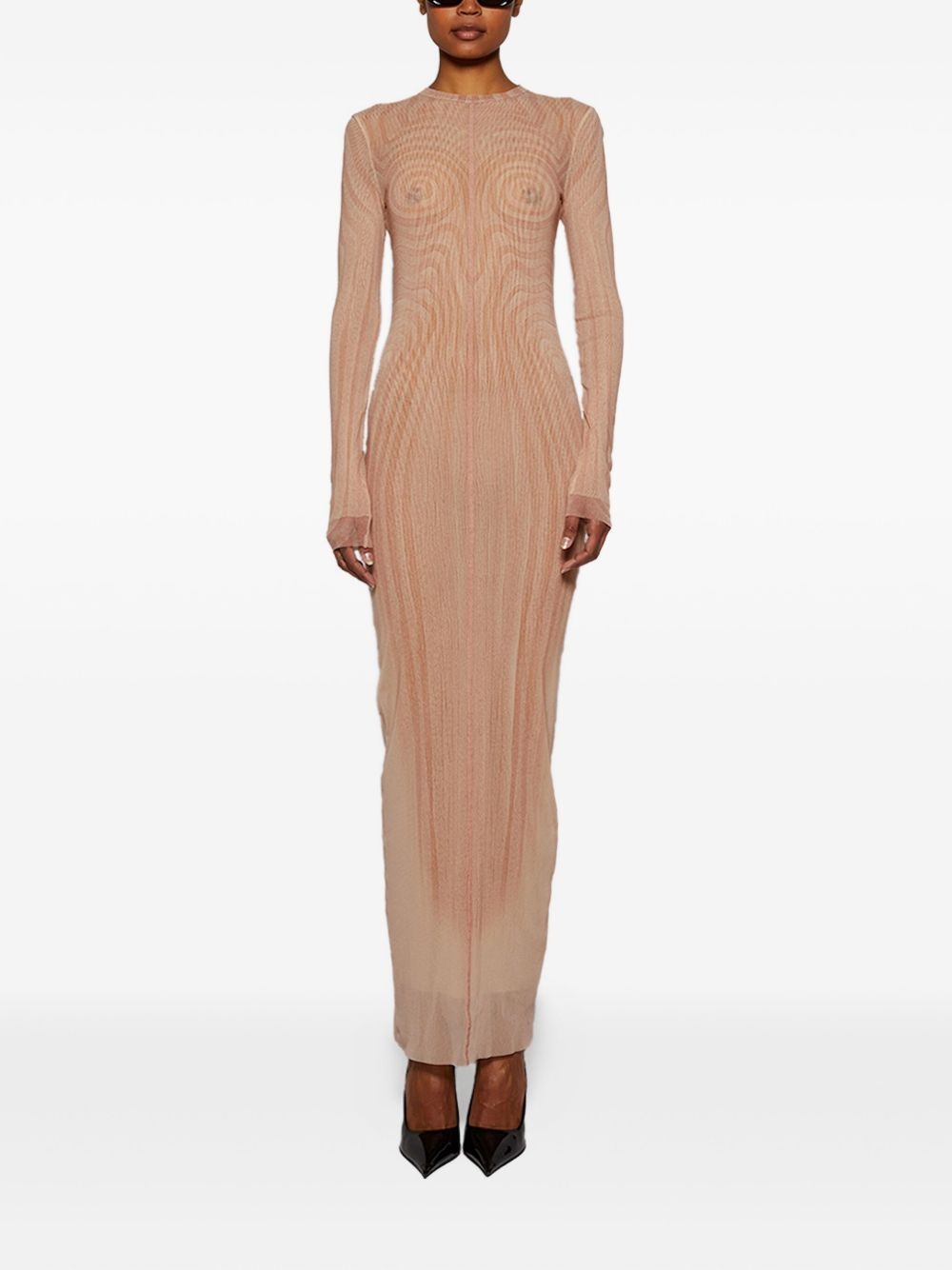 spiral-print mesh maxi dress - 3