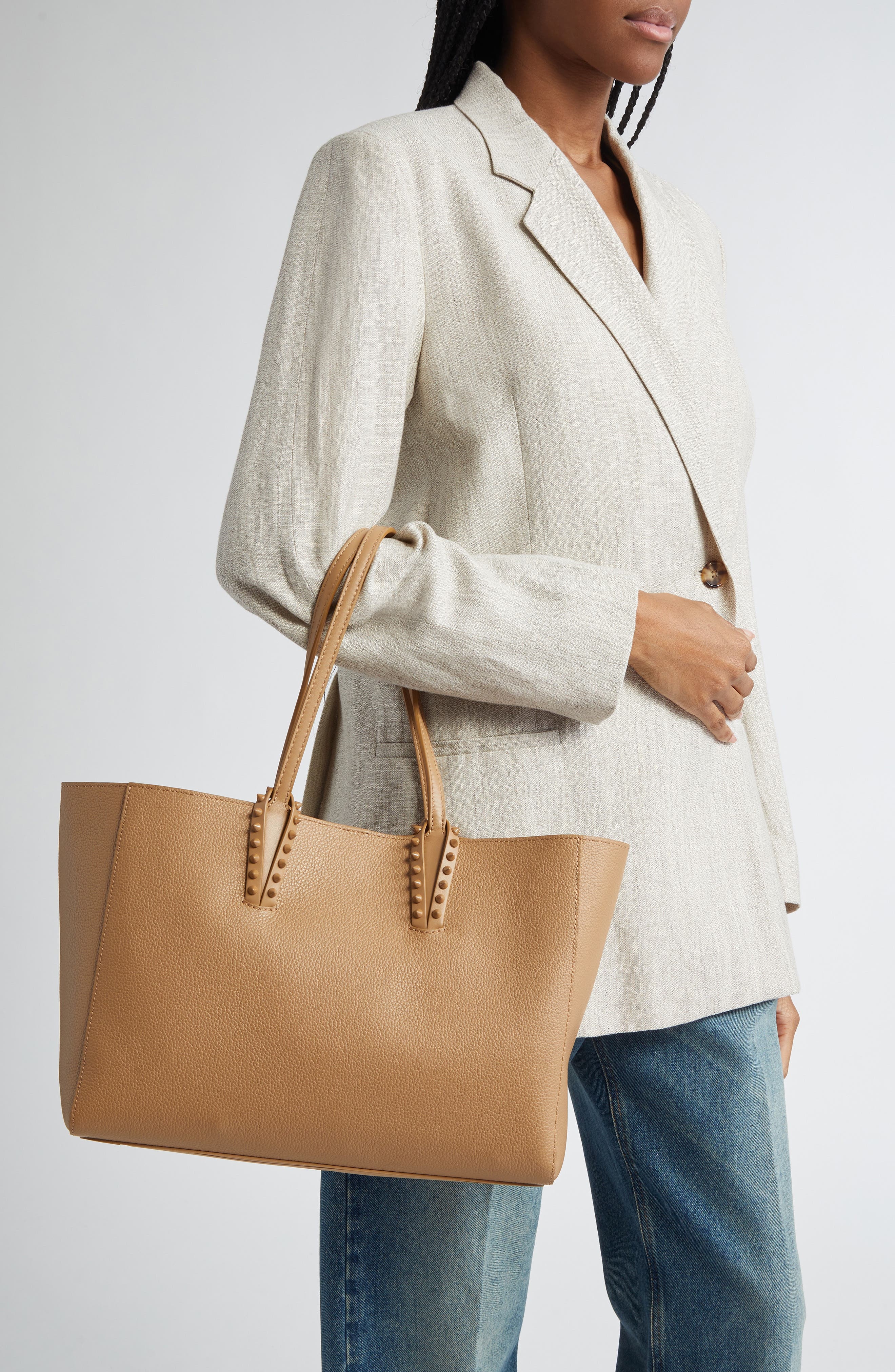 Christian Louboutin Small Cabata Soft Leather Tote in F486 Lionne at Nordstrom - 2
