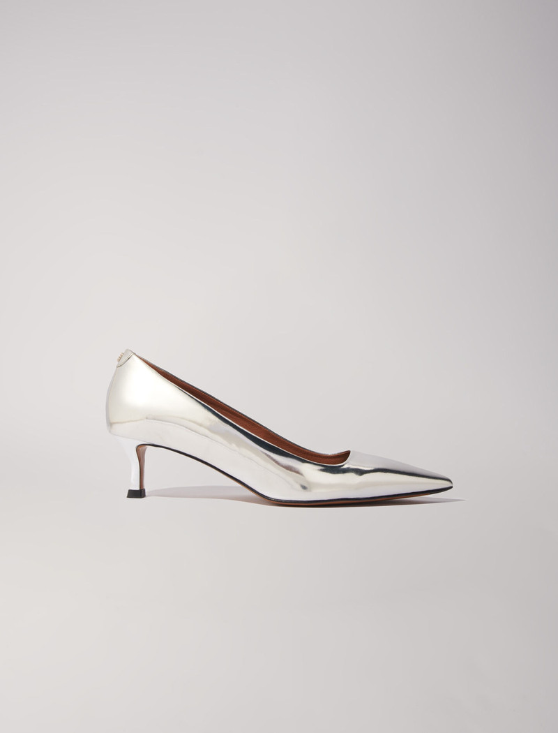 Pointed mirrored leather pumps 1