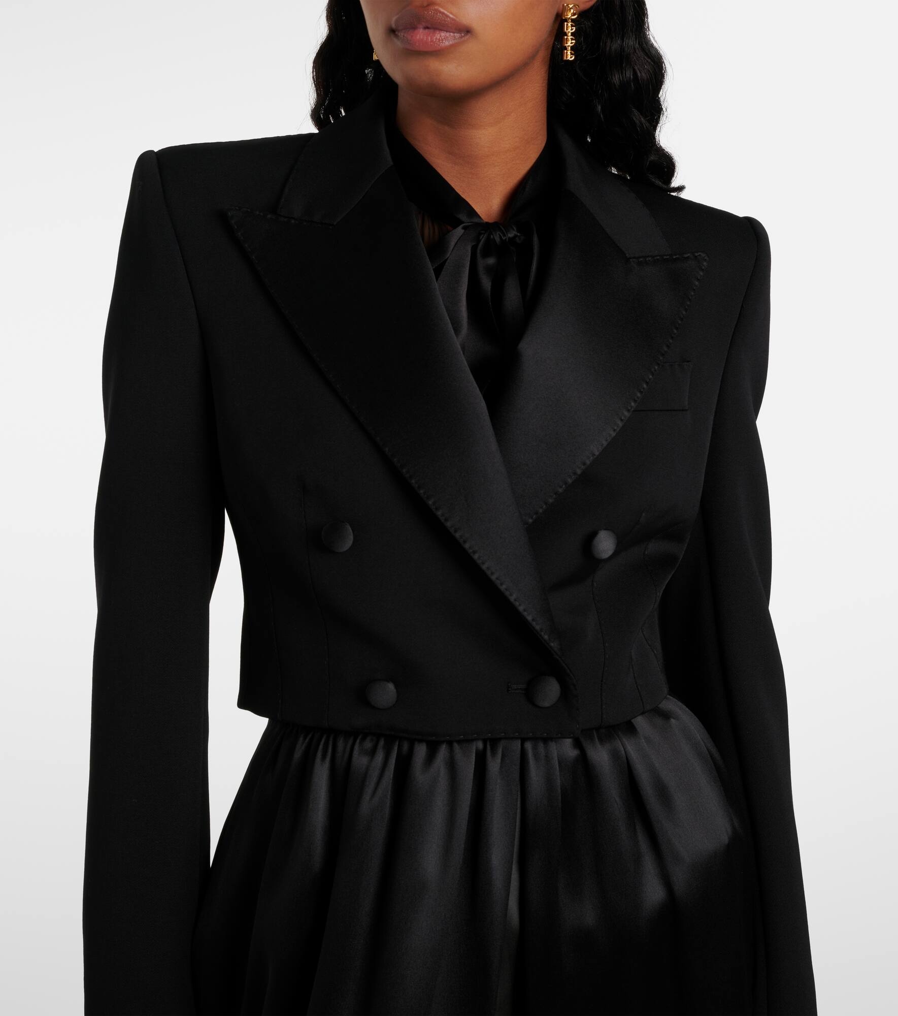 Cropped cotton-blend tuxedo jacket - 6