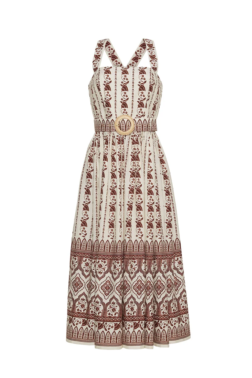 Julie Dress
Raffia Charm, Cinched in Print - 1