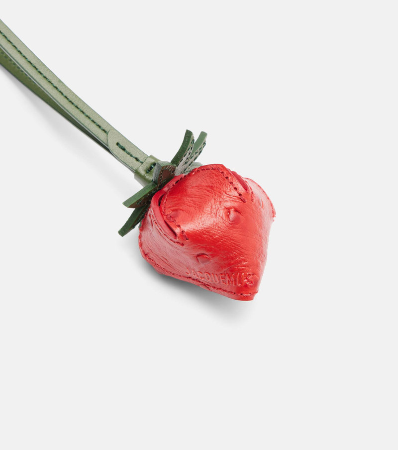 La Fraise Small embossed leather bag charm 3