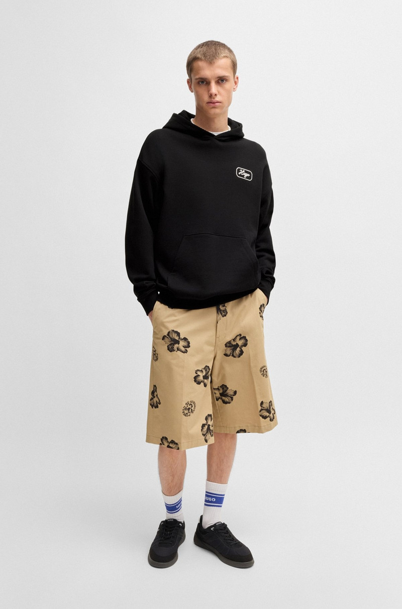 HUGO COTTON-TERRY HOODIE WITH EMBROIDERED ARTWORK outlook