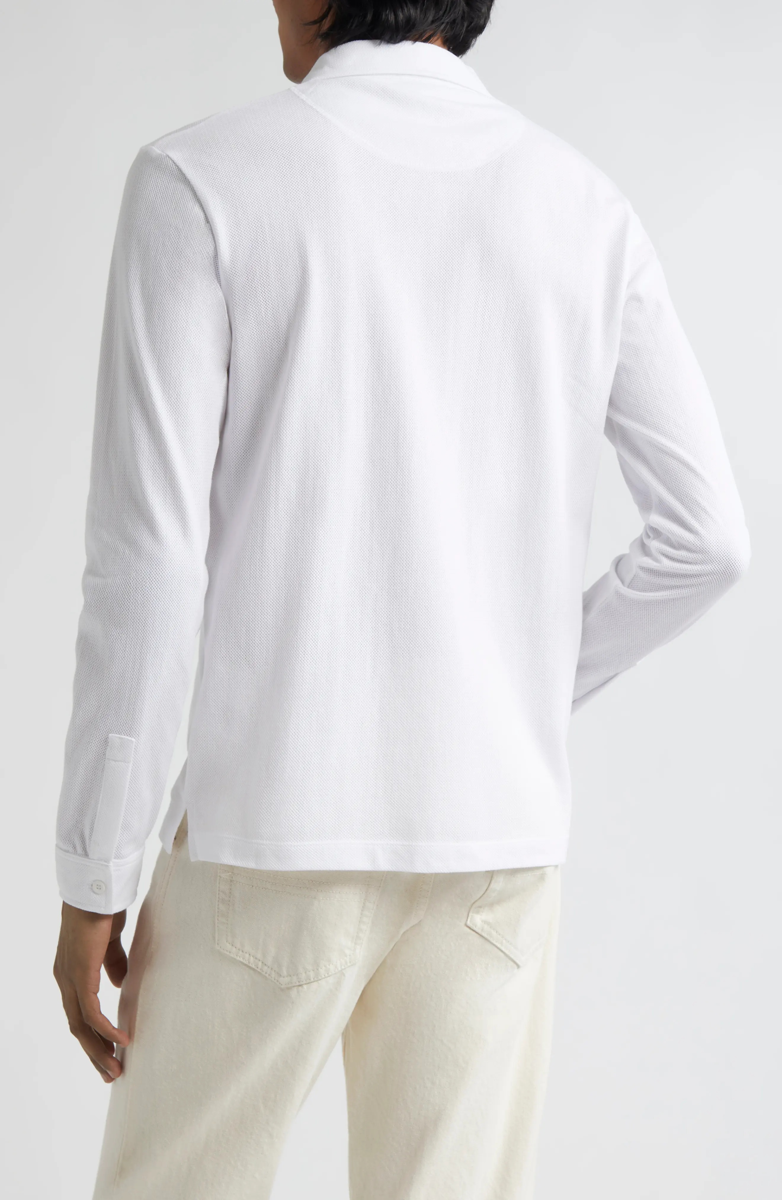 Riviera Long Sleeve Cotton Mesh Button-Up Shirt - 2