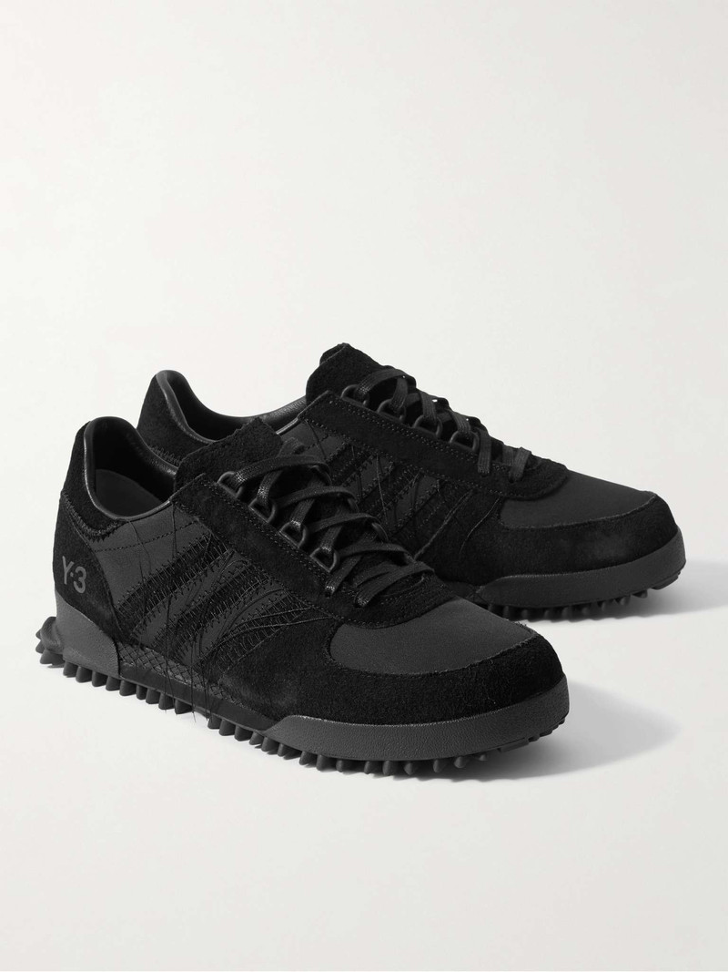 Marathon Distressed Suede and Shell Sneakers 4