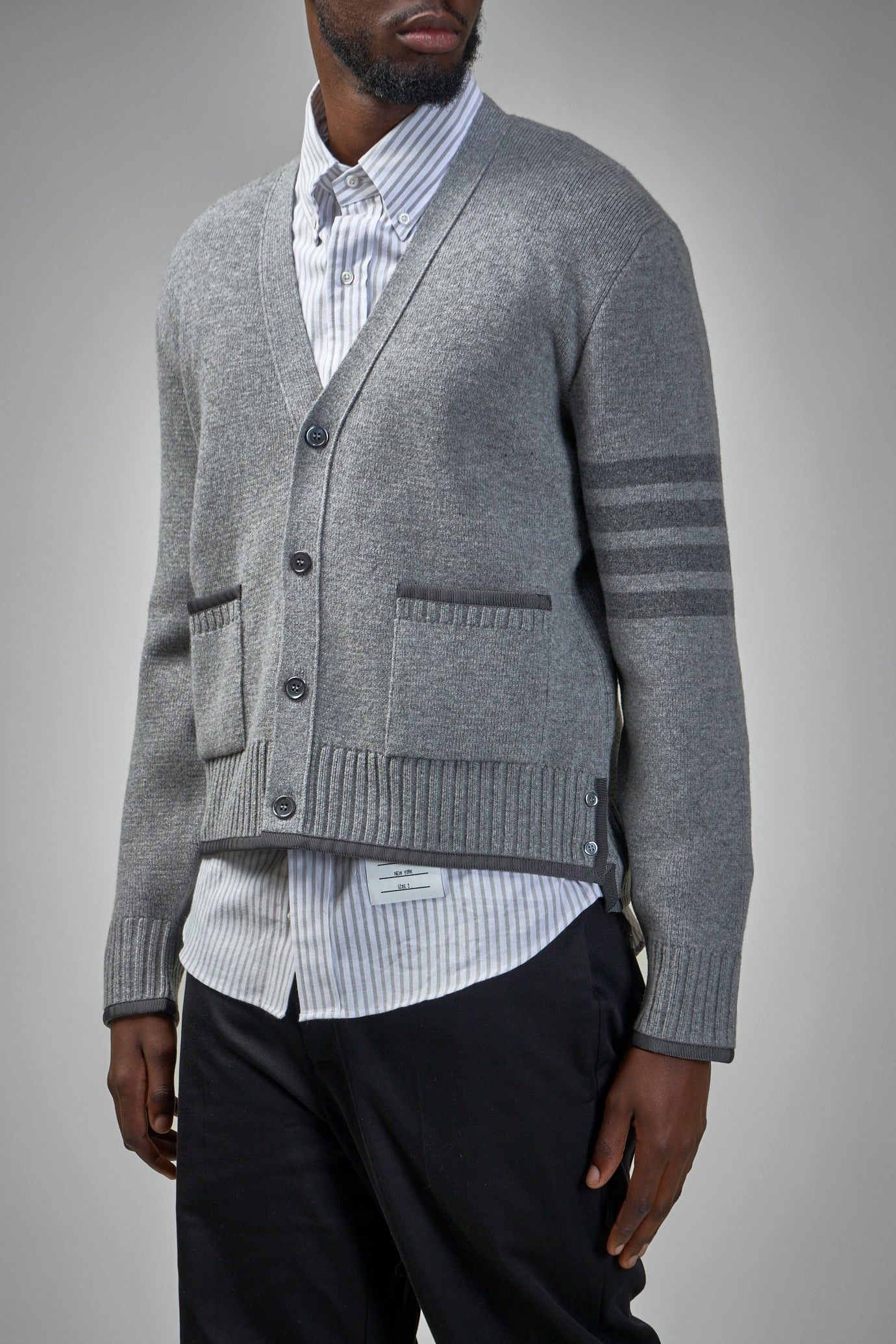 Milano Stitch V Neck Cardigan In Merino Wool - 4