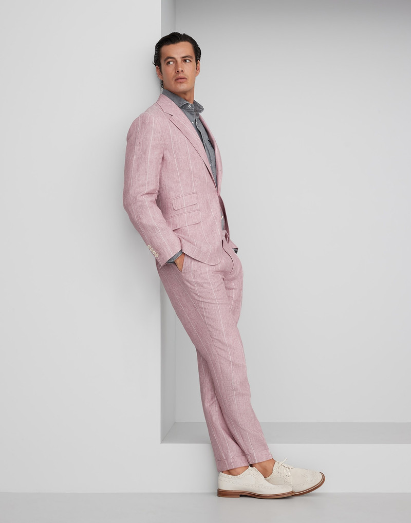 Linen wide chalk stripe deconstructed Cavallo blazer 5