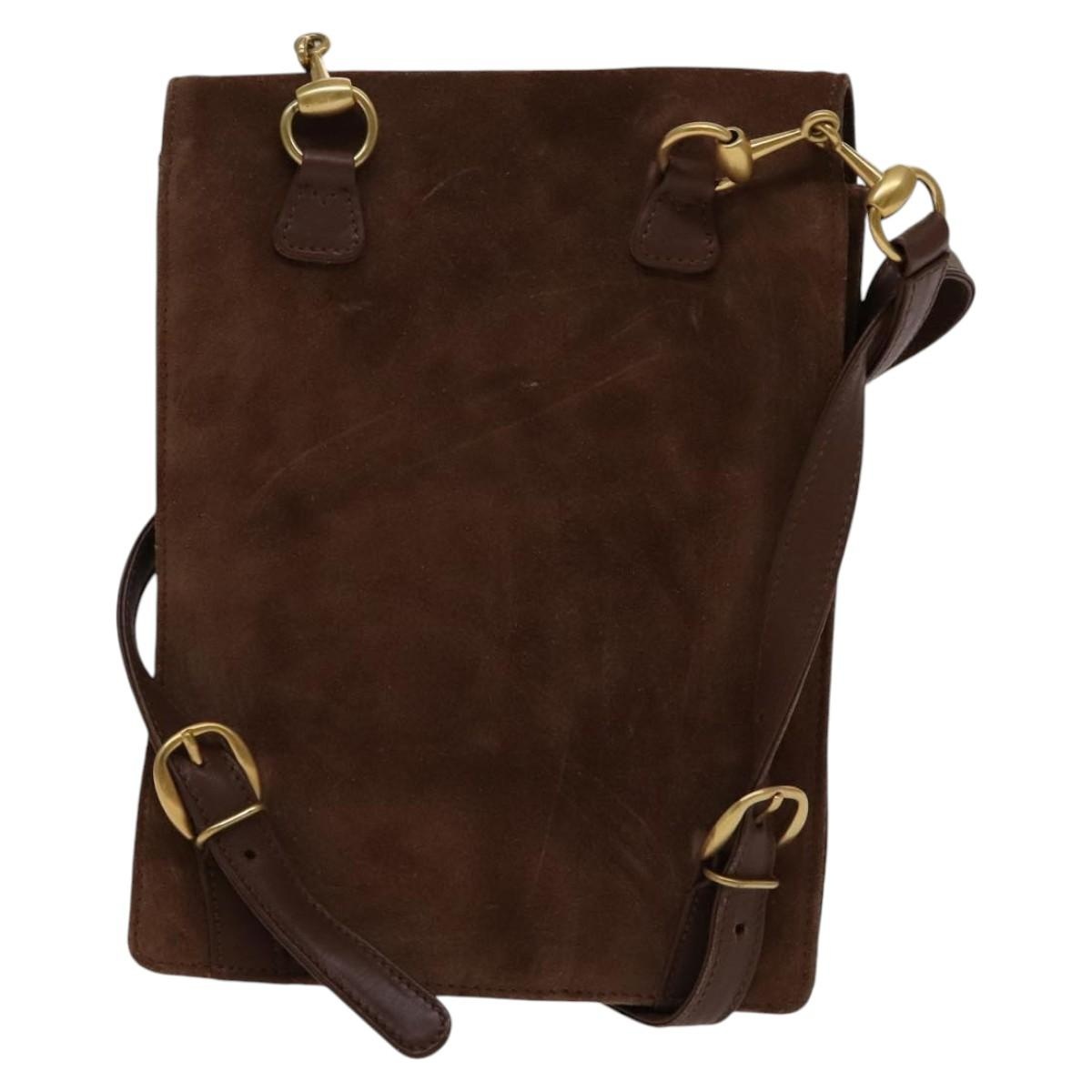 GUCCI Horsebit Backpack Suede Brown Gold - 2