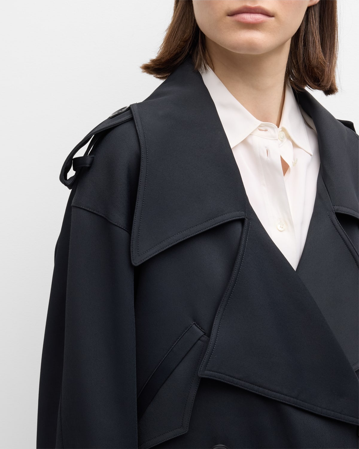 Fluid Cropped Trench Coat - 5