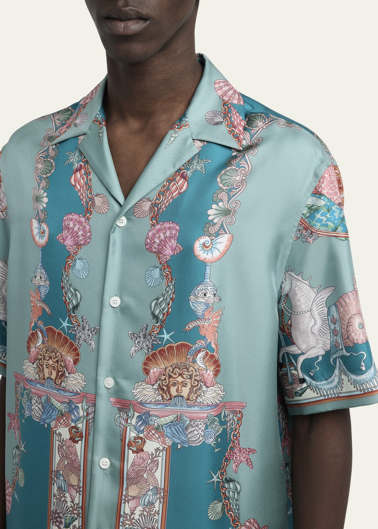 Men's Coral Theater Silk Twill Camp Shirt - 5