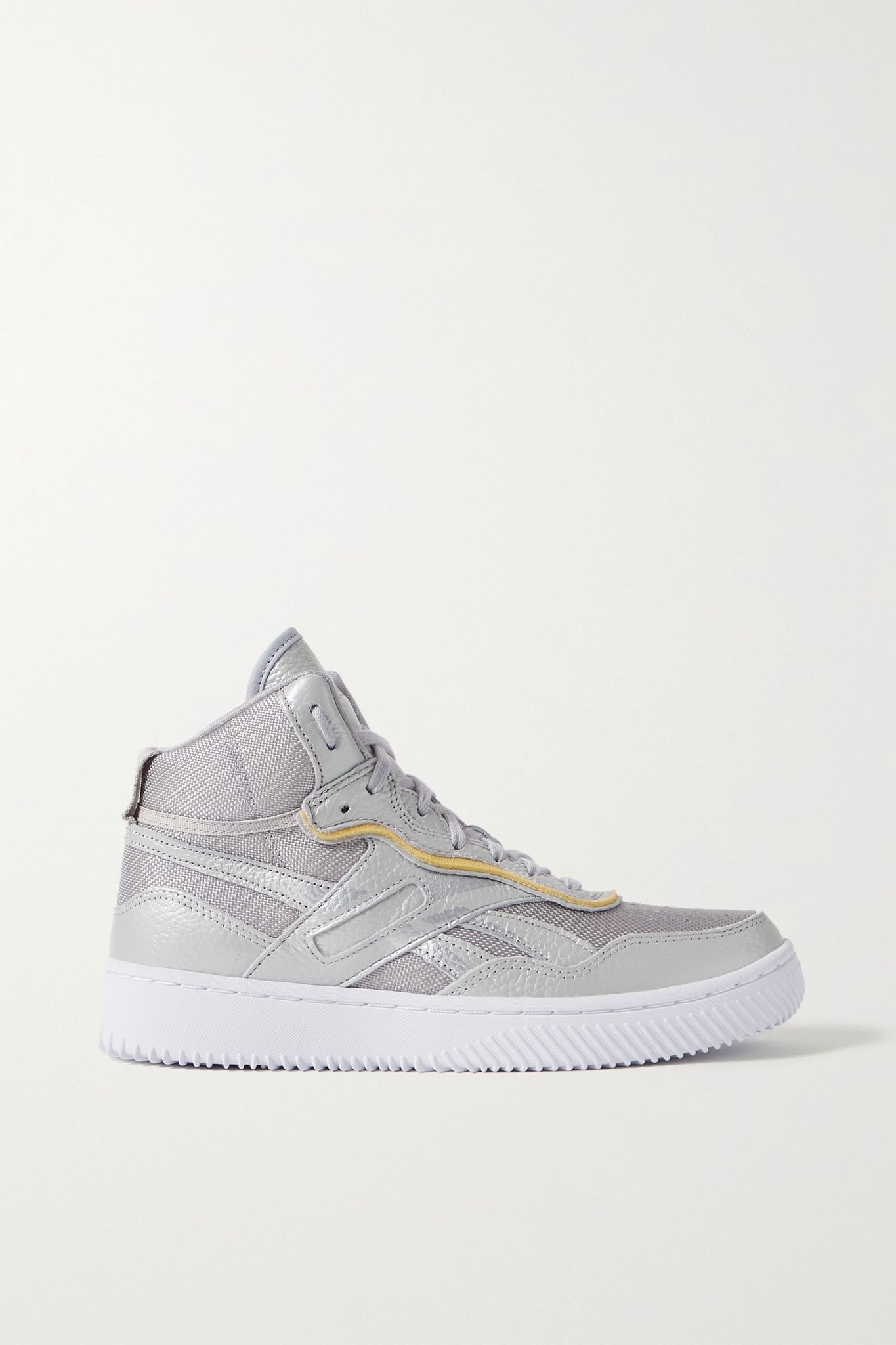 Dual Court suede-trimmed metallic textured-leather and mesh sneakers - 1