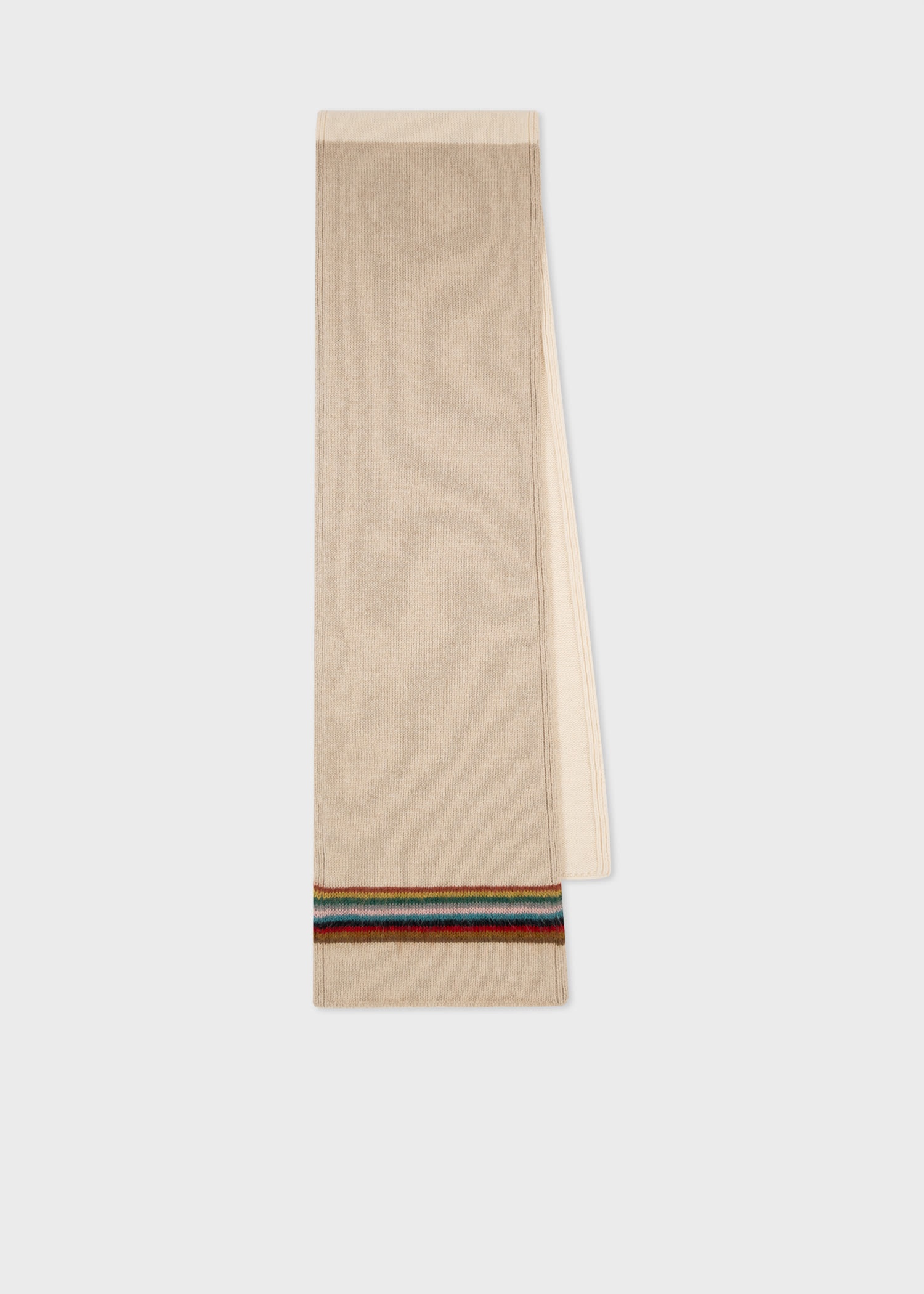 Oatmeal 'Signature Stripe' Wool Scarf - 1