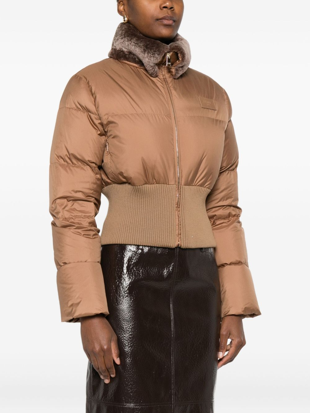 shearling-collar padded jacket - 3