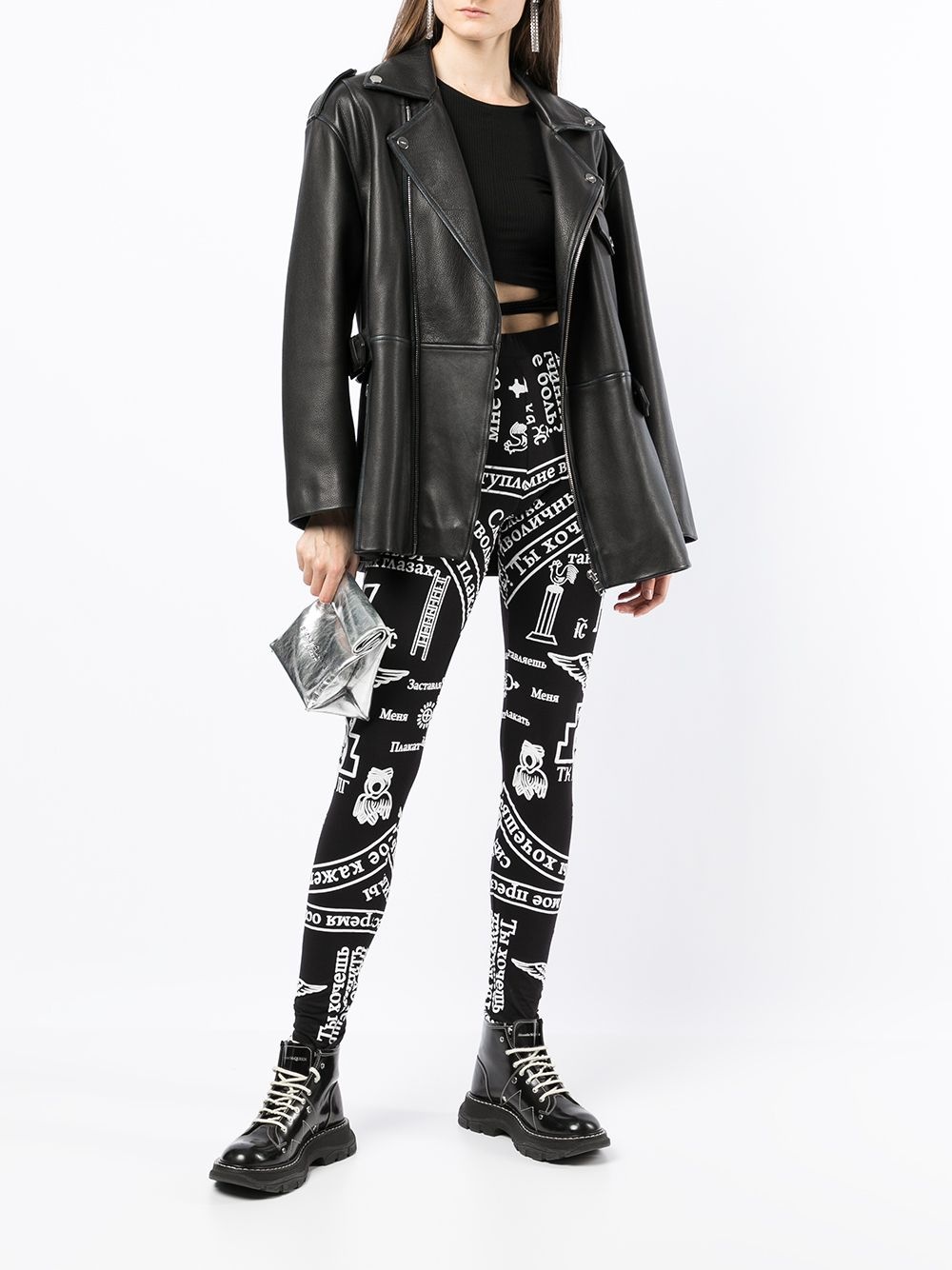 church print leggings - 3